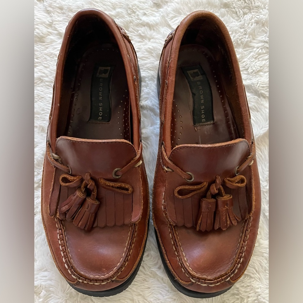 Brown Shoe Leather “Sundance” Tassel Loafers Men’s size 8.5